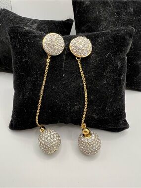 Elegant Gold Swarovski Crystal Dangle Earrings